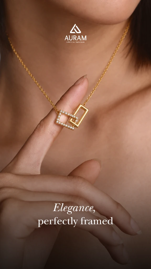 Auram Jewellery Interlocking Gold & Diamond Pendant - Elegance Perfectly Framed