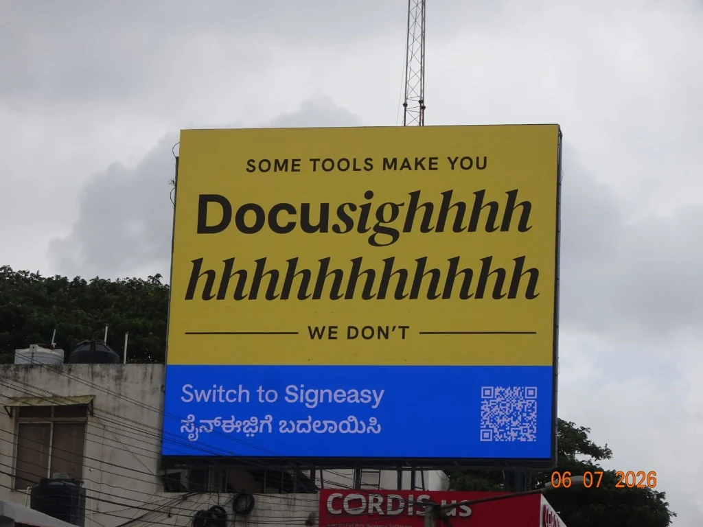 Signeasy OOH billboard creative — Docusighhhhhh campaign Bangalore
